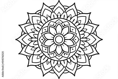 Intricate Mandala Design Circular Flower Pattern Coloring Page