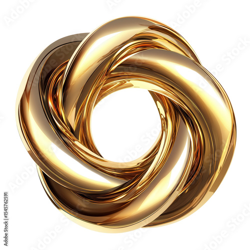 Golden Abstract Knot Design Luxury Art isolated on a transparent background
