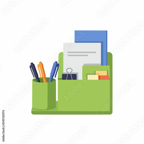 Set of colorful school stationery on white background 
