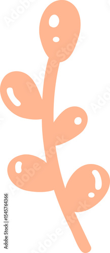 Pastel Peach Leaf Branch Illustration