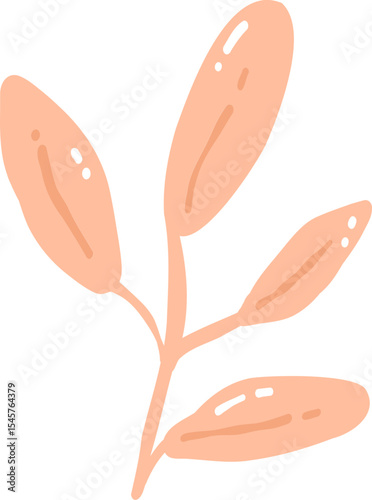 Pastel Peach Leaf Branch Illustration