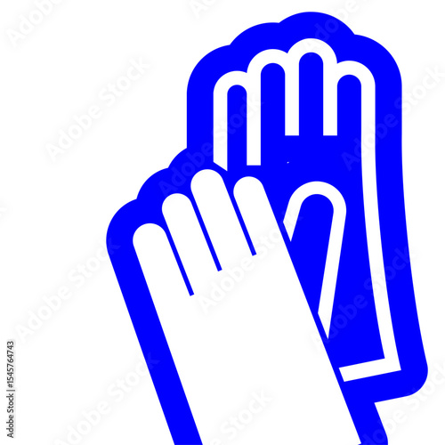 A vibrant blue hands symbol, indicating the need for cleaning