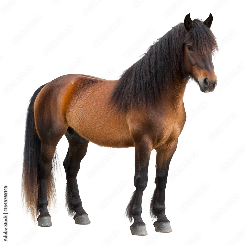 Fototapeta premium Majestic Brown Horse Dark Background Strong Stallion Powerful Animal isolated on a transparent background