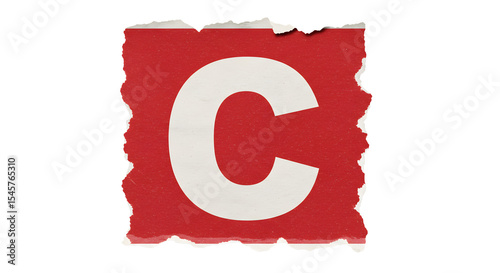 Letter C Cutouts: Photoreal Ripped Magazine & Newspaper | High Definition | PNG image with transparent background
