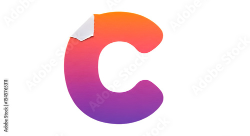 Letter C Cutouts: Photoreal Ripped Magazine & Newspaper | High Definition | PNG image with transparent background