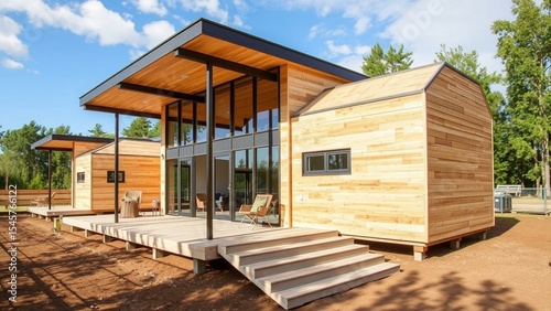 Billede på lærred Modular housing with sustainable building materials