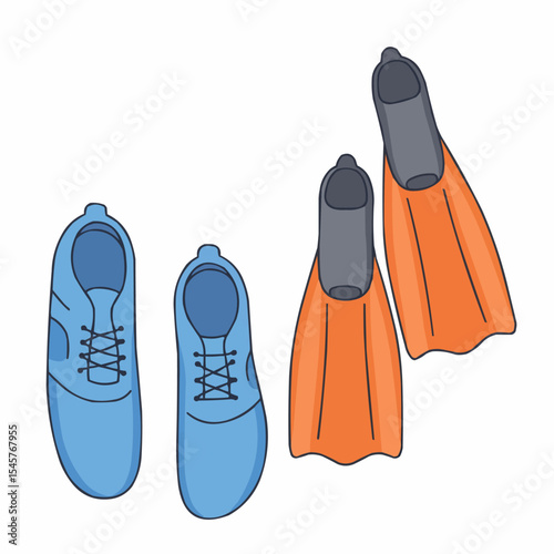 diving fins or flappers illustration hand drawn isolated vector