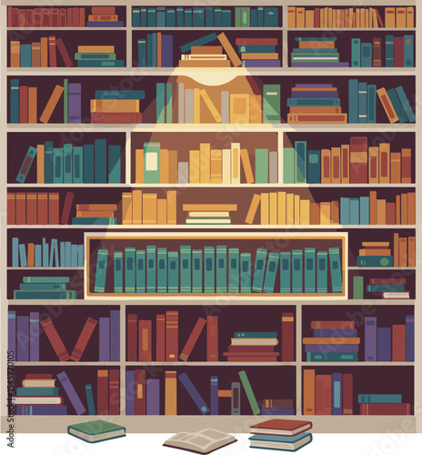 Create a kinds of deferent library, book, books, bookshelf, shelf, education, bookcase, shelves, literature, school, bookstore, old, collection, reading, learning, vector art with white background.