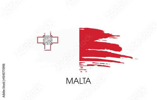 Malta Brush flag banner background Vector illustration design independence day Vector banner Posters illustration on white background