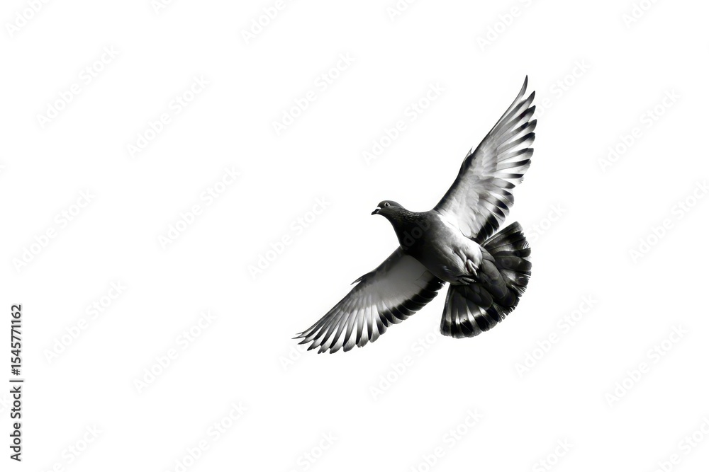 Fototapeta premium A black and white bird flying in the sky