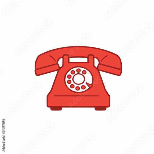 red Antique Rotary Dial Telephone hand drawn vector art illustration