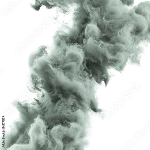 Abstract Green Smoke Swirls Black Background Artistic Design, isolated on a transparent background