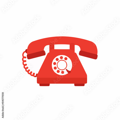 red Antique Rotary Dial Telephone hand drawn vector art illustration