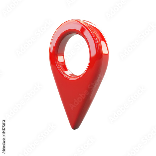 Red 3D Map Pin Location Marker Icon isolated on a transparent background