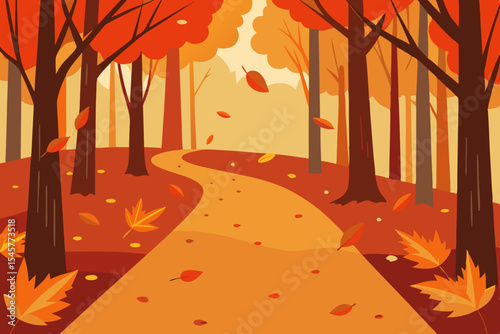 Autumnal Path A Winding Road Through Vibrant Fall Foliage