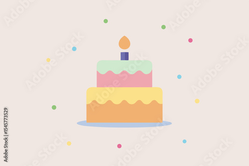 Delightful Two-Layered Birthday Cake Illustration A Festive Celebration Design
