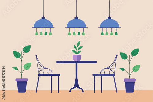 Cozy Cafe Interior Design Plants, Lighting, and Seating Arrangement