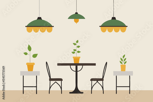 Cozy Cafe Interior Design Plants, Lighting, and Simple Elegance