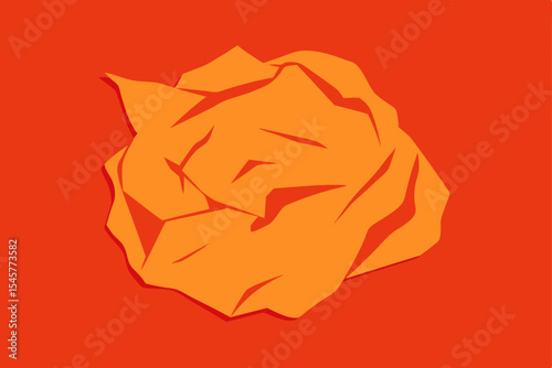 Abstract Crumpled Paper Ball A Bold Orange Graphic Design Element