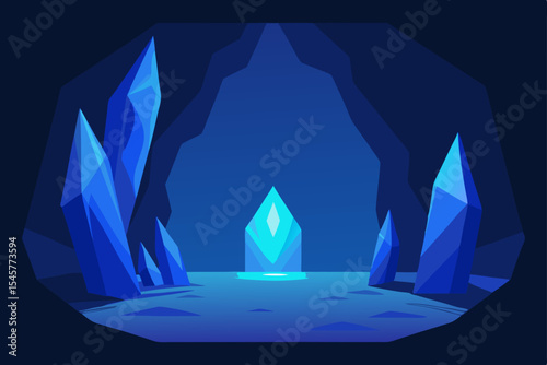 Enchanted Crystal Cave A Glowing Blue Gemstone Sanctuary