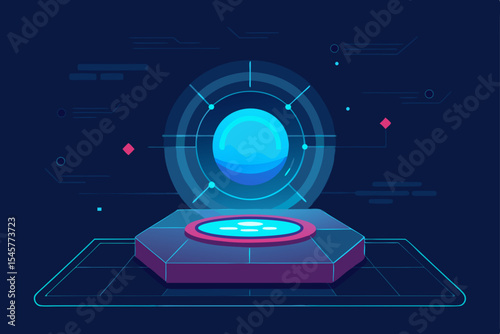 Futuristic Holographic Display  Innovative Technology Concept