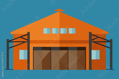 Orange Industrial Warehouse Building Architectural Design and Structure