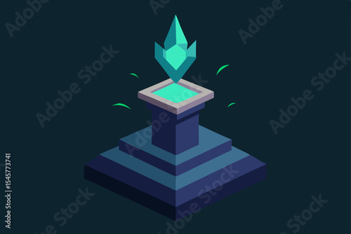 Mystic Crystal Altar Isometric Game Asset Design