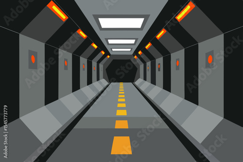 Futuristic Spaceship Corridor Exploring the Endless Depths of Space