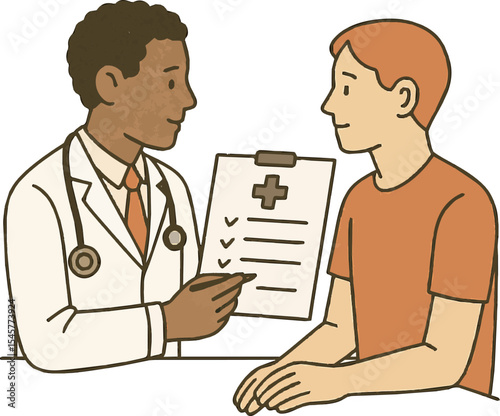 Create a kinds of deferent doctor and patient vector art with white background..