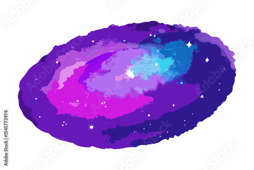 Cosmic Watercolor Galaxy Vibrant Purple and Blue Nebula Illustration