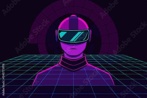 Retro Futuristic Cyborg 80s Synthwave VR Metaverse Avatar