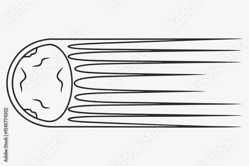 Asteroid illustration, monochrome, for space exploration education