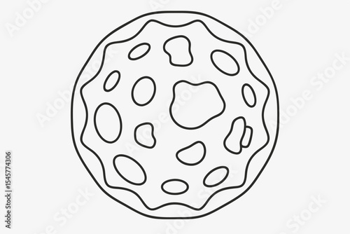 Asteroid illustration, line art style, monochrome, for educational resources