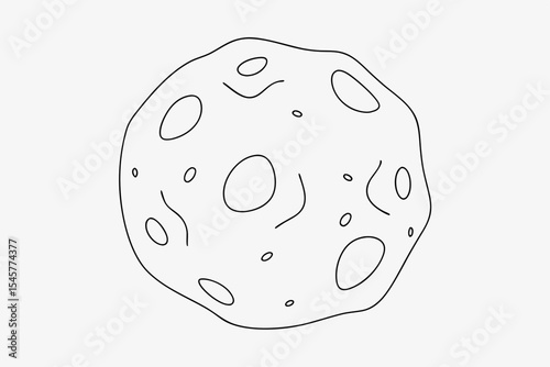 Asteroid illustration, monochrome, for space exploration education
