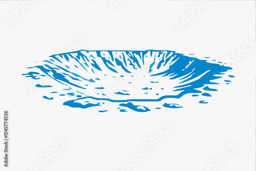 Crater illustration in blue tones, for science education