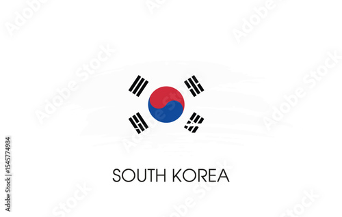 South Korea Brush flag banner background Vector illustration design independence day Vector banner Posters illustration on white background