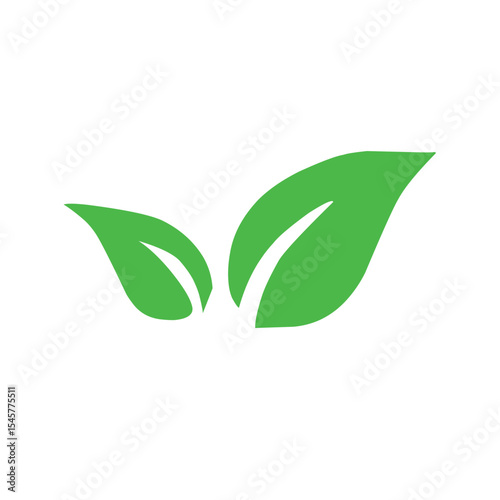 Natural set of abstract isolated green leaves icons, eco signs and label, plant branches, twigs tea and natural sprigs silhouettes on white background