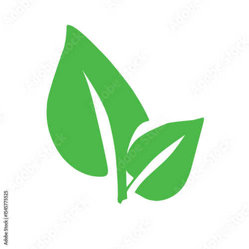 Natural set of abstract isolated green leaves icons, eco signs and label, plant branches, twigs tea and natural sprigs silhouettes on white background