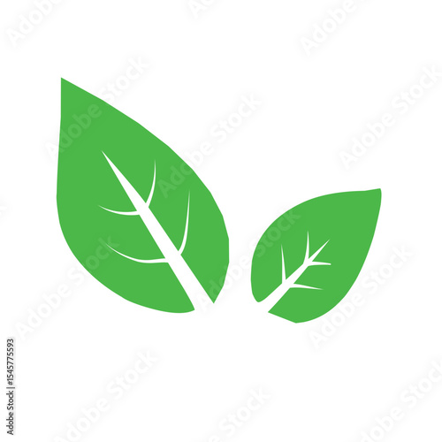 Natural set of abstract isolated green leaves icons, eco signs and label, plant branches, twigs tea and natural sprigs silhouettes on white background