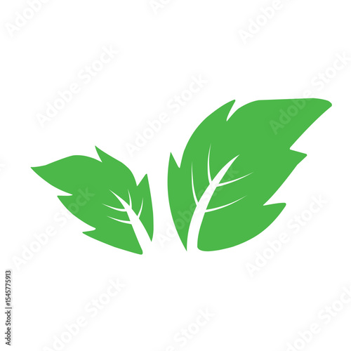 Natural set of abstract isolated green leaves icons, eco signs and label, plant branches, twigs tea and natural sprigs silhouettes on white background