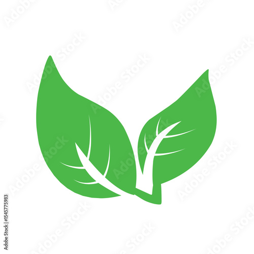 Natural set of abstract isolated green leaves icons, eco signs and label, plant branches, twigs tea and natural sprigs silhouettes on white background