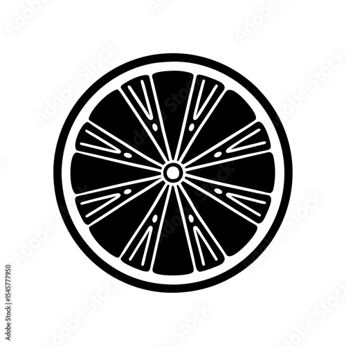 lemon round slice line icon vector art silhouette