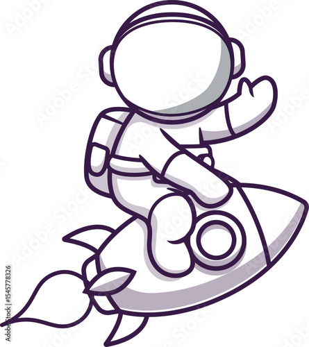 Cute astronaut flying with rocket jetpack cartoon vector icon illustration