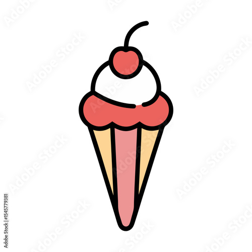 ice cream kit topping maraschino cherry vector art.