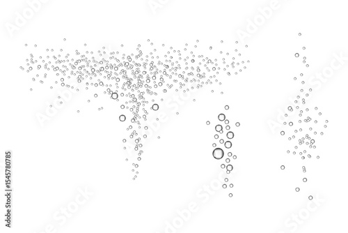 Underwater fizzy sparkles. realistic effervescent champagne drink, soda effect, oxygen