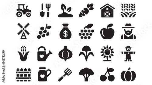 Farming Icons A Collection of 24 Agriculture Glyph Icons