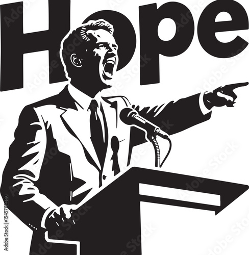 Inspirational Speaker Design Vector Illustration for Motivation Success and Public Speaking