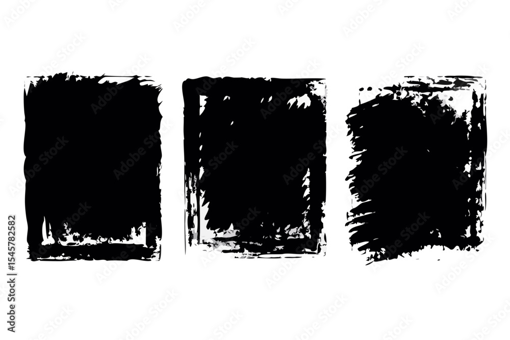 Abstract black and white ink splatter frames