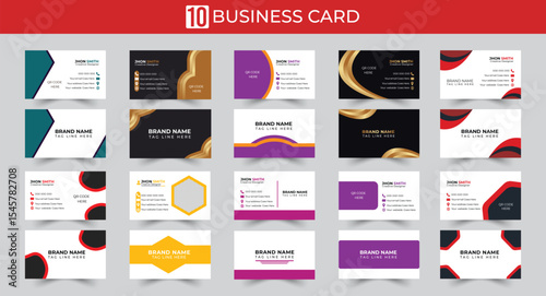Ten creative and modern business card design templates for professional branding and identity