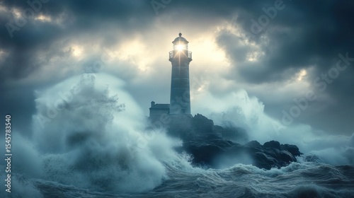 Stormy seas lighthouse